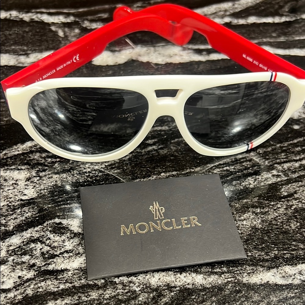 Moncler Red and White Sunglasses